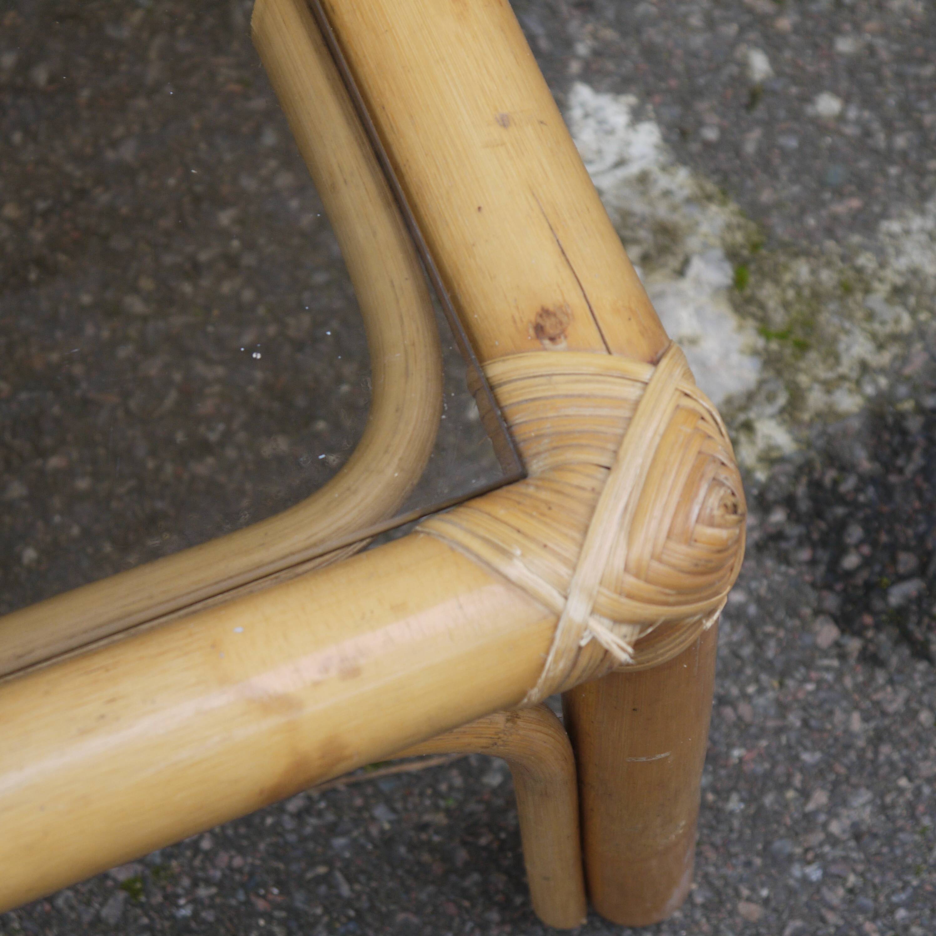 Rattan and glass coffee table