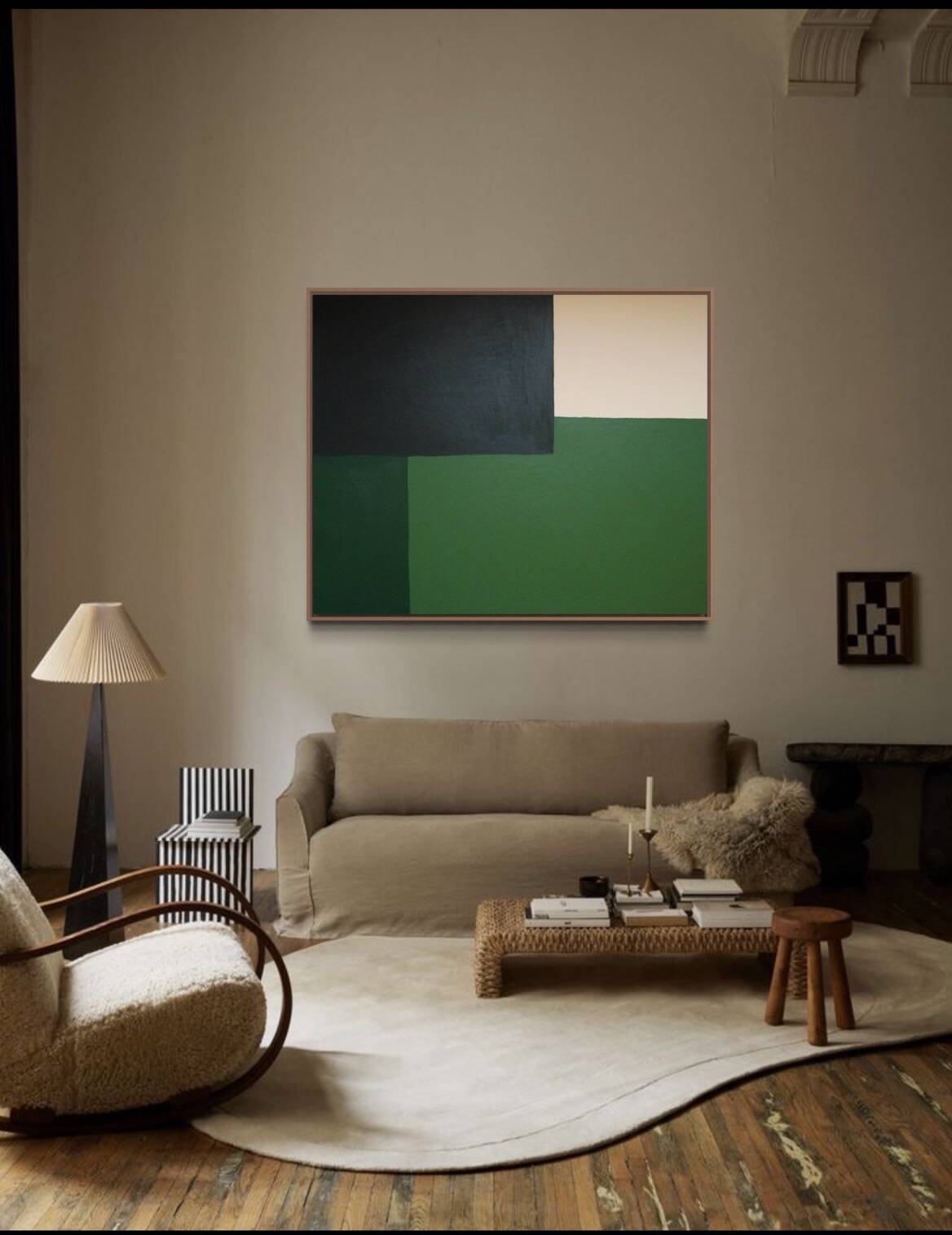 Contemporary minimalist painting "Green Composition" 100x80cm