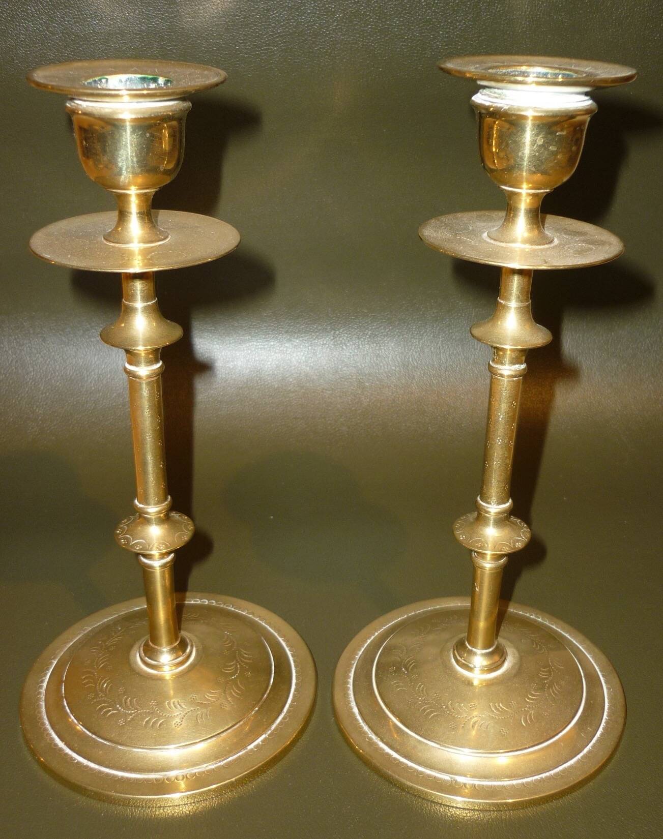 Pair of gilded brass candlesticks
