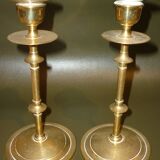 Pair of gilded brass candlesticks