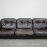 1970s  De Sede Adjustable Brown Leather 3-Seater Sofa  DS-110 James Bond