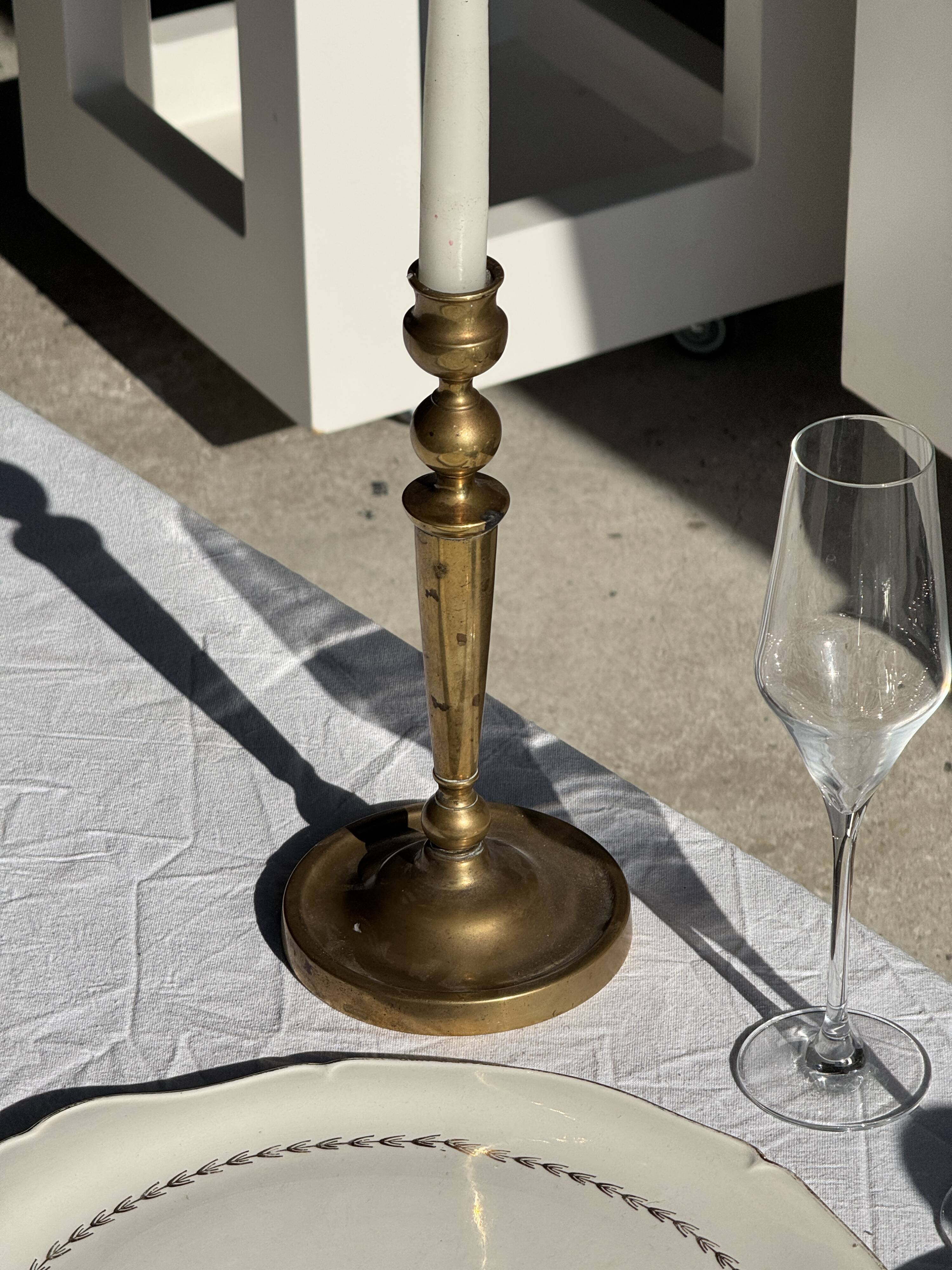 Large golden boudoir in brass, classic shape H17 D13.5