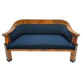 Biedermeier Sofa in Walnut Veneer & Black Teddy Fabric, Vienna, Austria, 1825