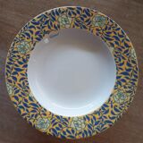 6 assiettes creuses Cacharel décor floral jaune et bleu