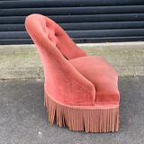 Pink velvet toad chair, 50s