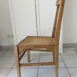 Antique solid wood chair with caning, country house style.