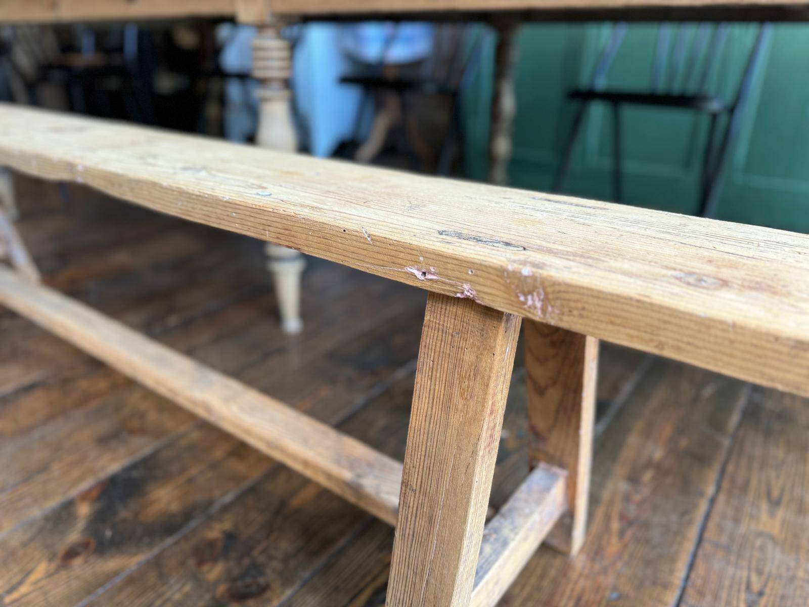 Large raw wood bench