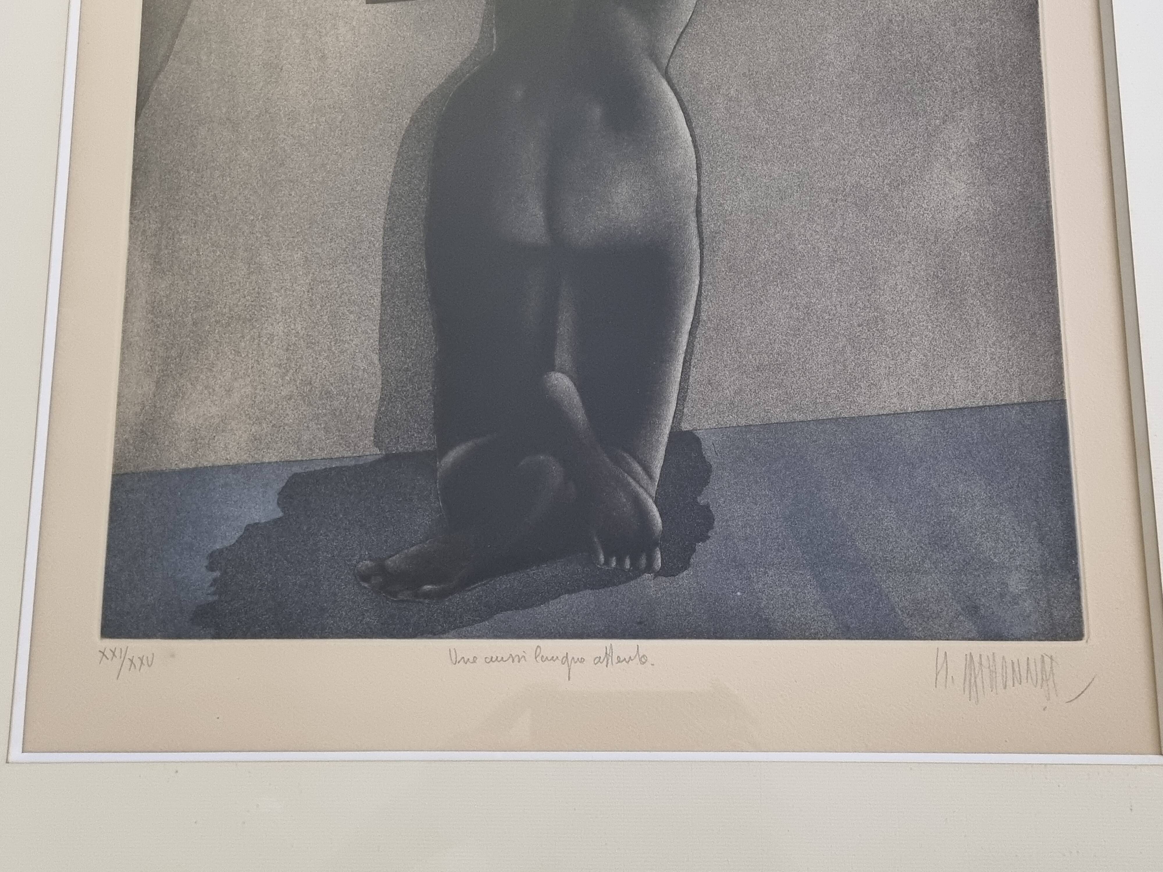 Michel Mathonnat, A Wait So Long, Signed etching, 63 x 77 cm