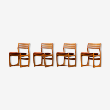 Série de 4 chaises scandinaves à dossier ajouré 1960. Maison Portwood
