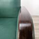 Pair of Art Decò armchairs in walnut and green leather, 1940
