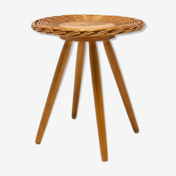 Mid century rattan stool by Jan Kalous for ÚLUV, 1960´s, Czechoslovakia