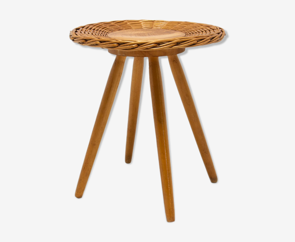 Tabouret en rotin par Jan Kalous pour Úluv, années 1960, Tchécoslovaquie