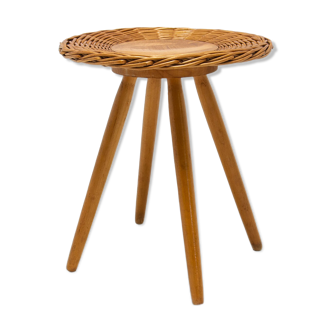 Tabouret en rotin par Jan Kalous pour Úluv, années 1960, Tchécoslovaquie