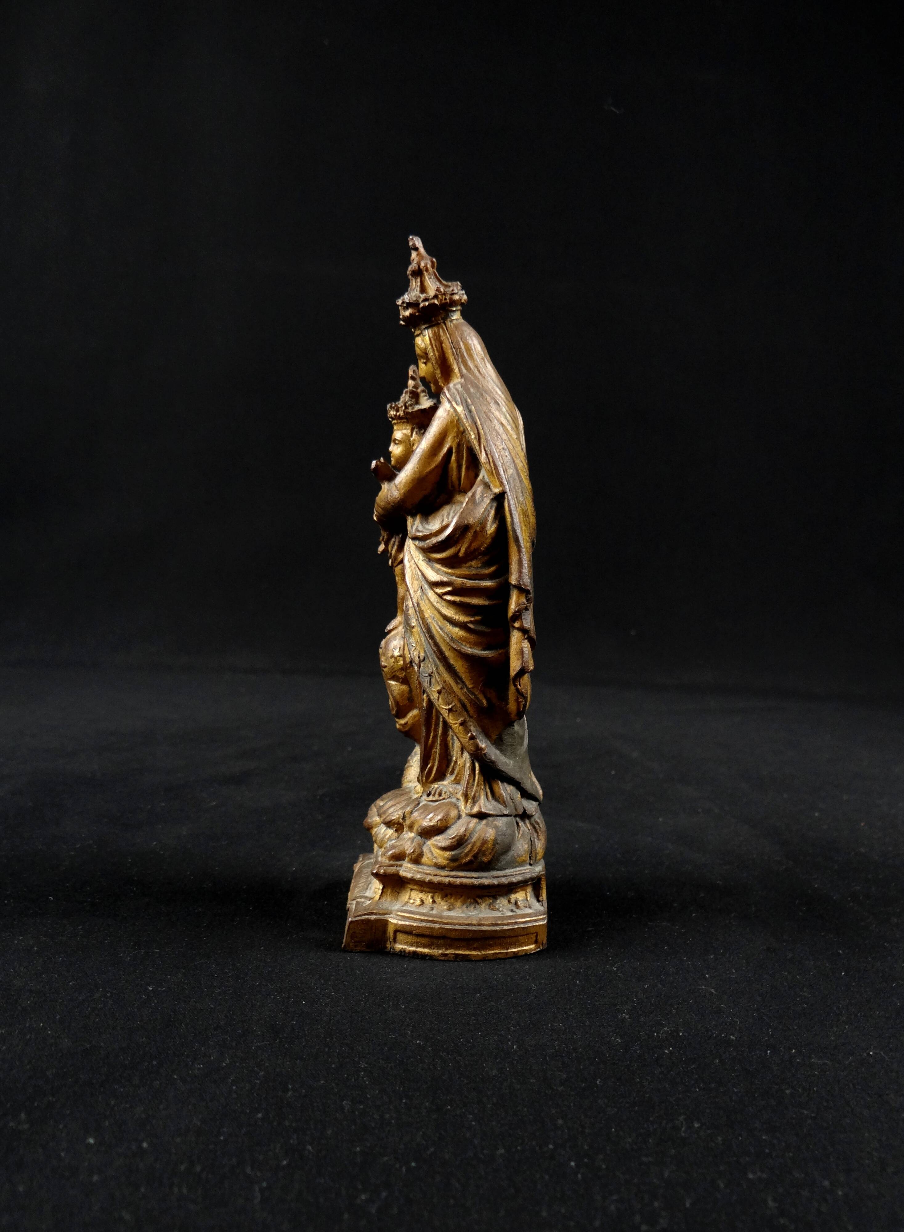 Statuette of the Virgin and Child Our Lady of Victories in 19th century spelter