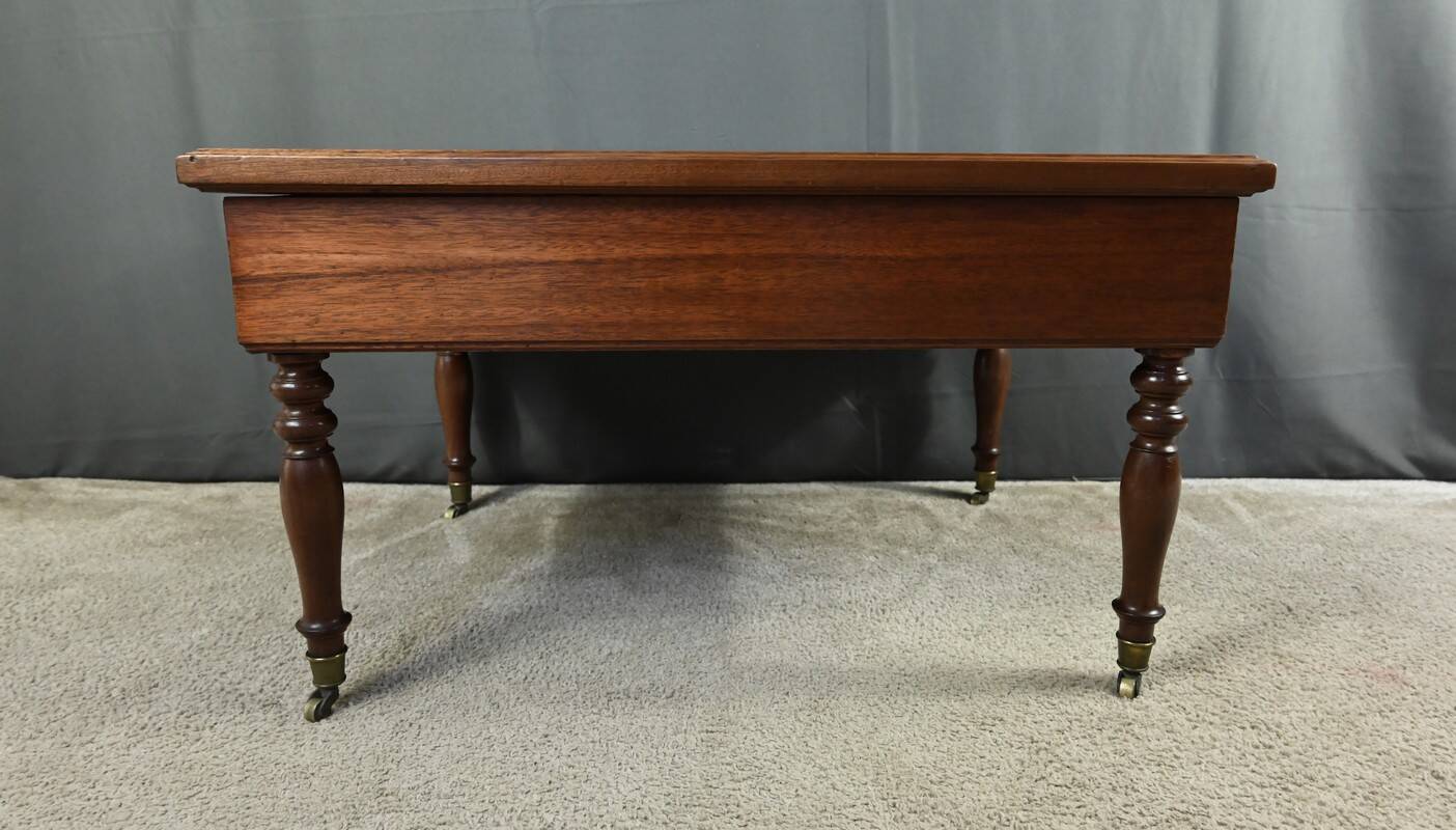 Rolling coffee table in solid mahogany, Louis-Philippe style – Late 19th century