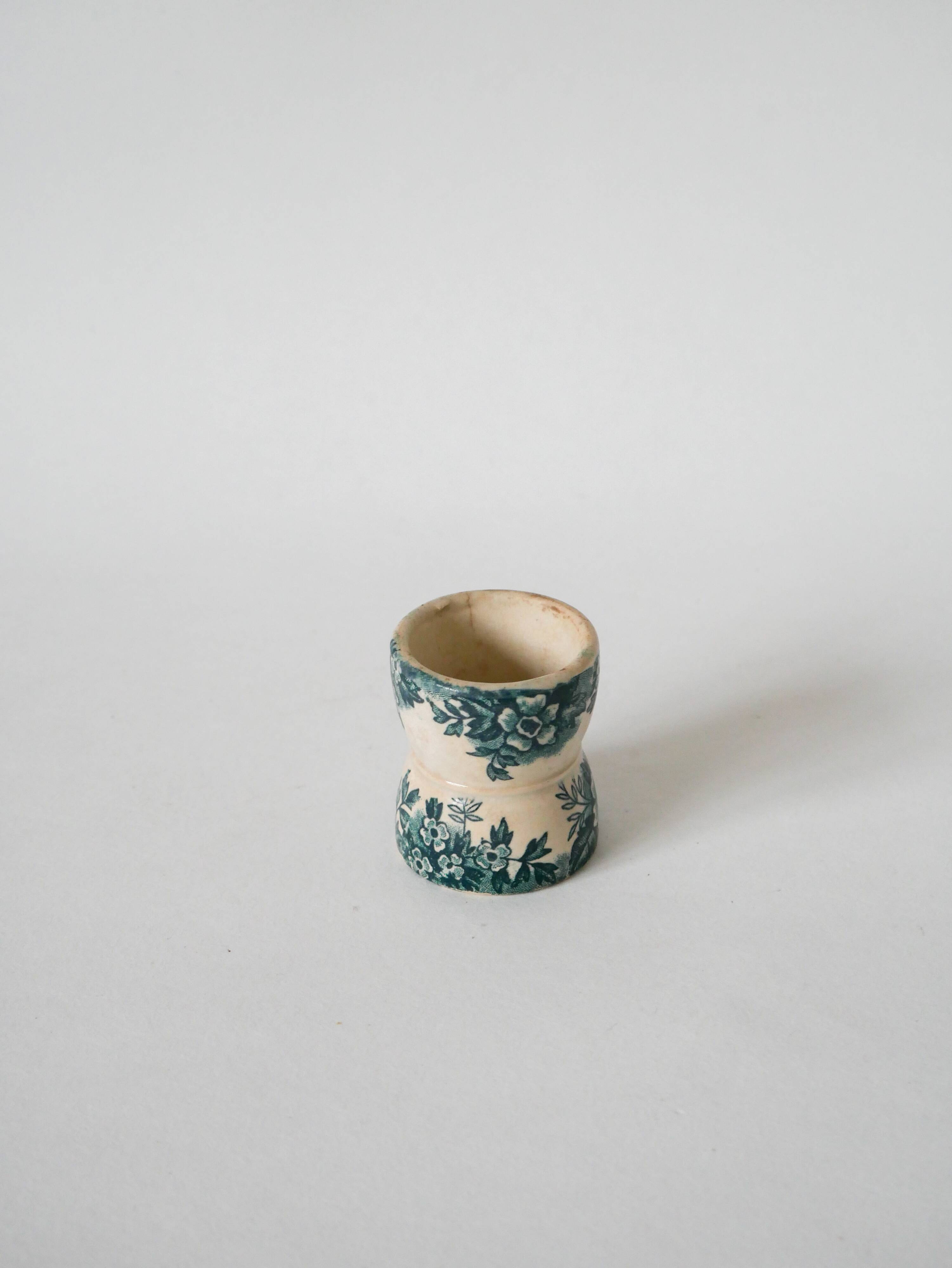 egg cup in blue Iron Earth late 19th century