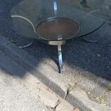 Vintage coffee table round chrome and copper