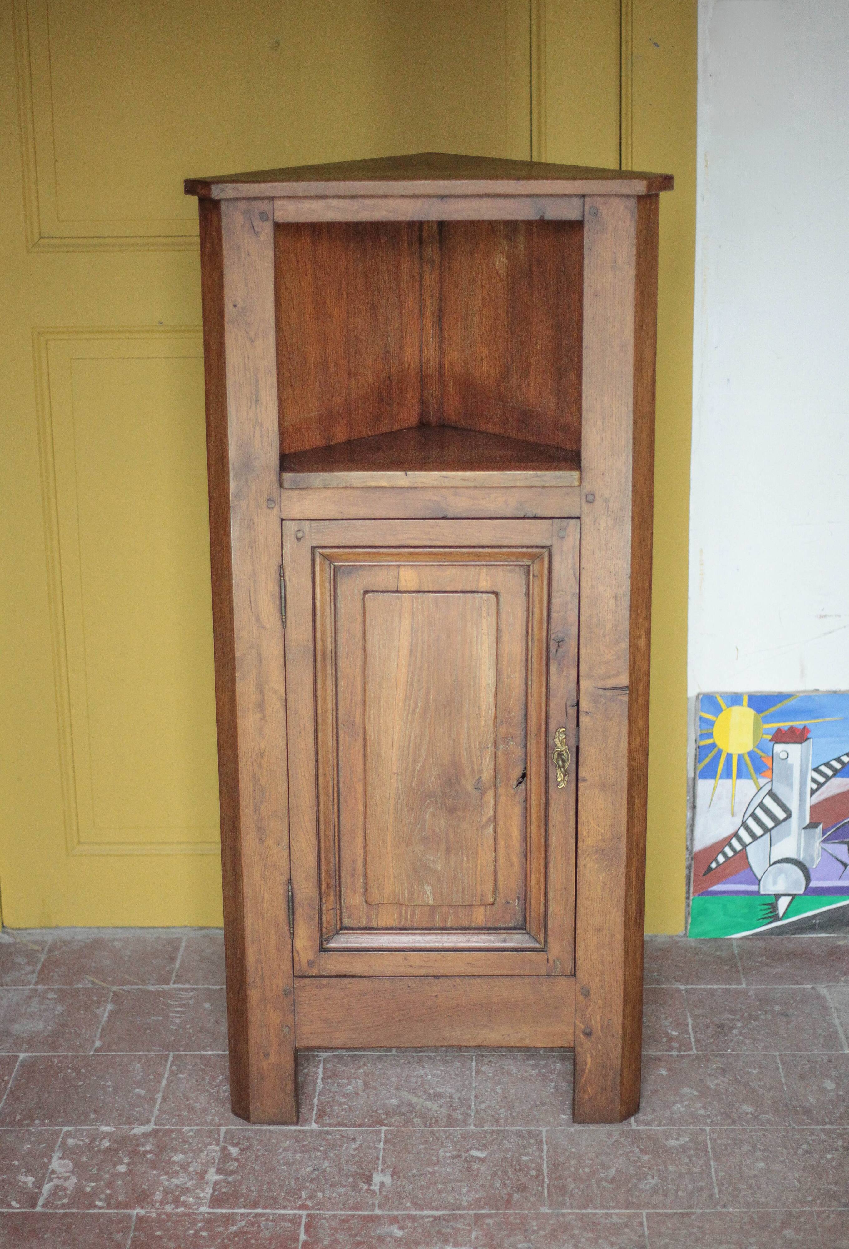 Corner cabinet wood, vintage corner furniture, storage, sideboard