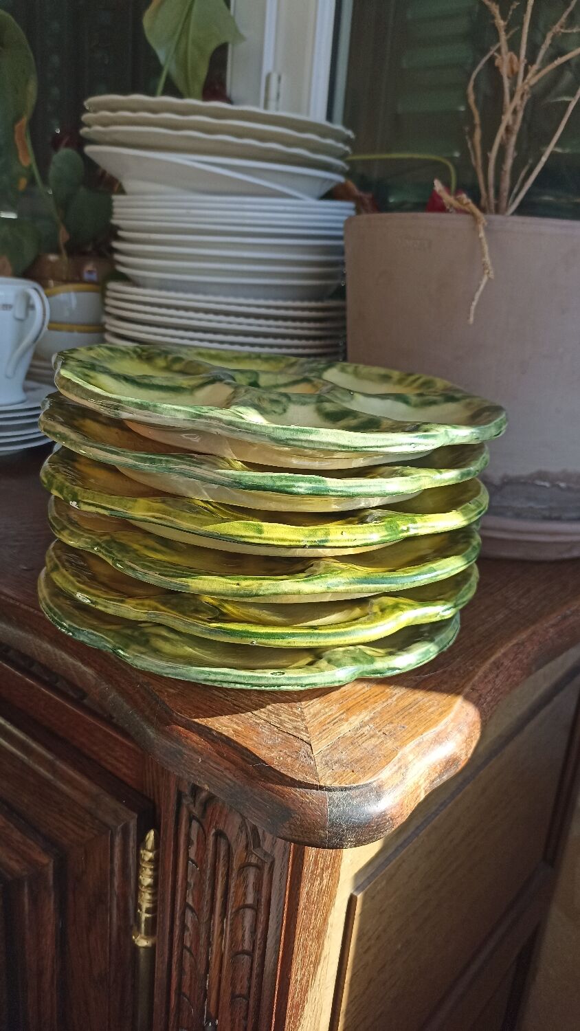 6 oyster plates by Foucard-Jourdan from the 50s