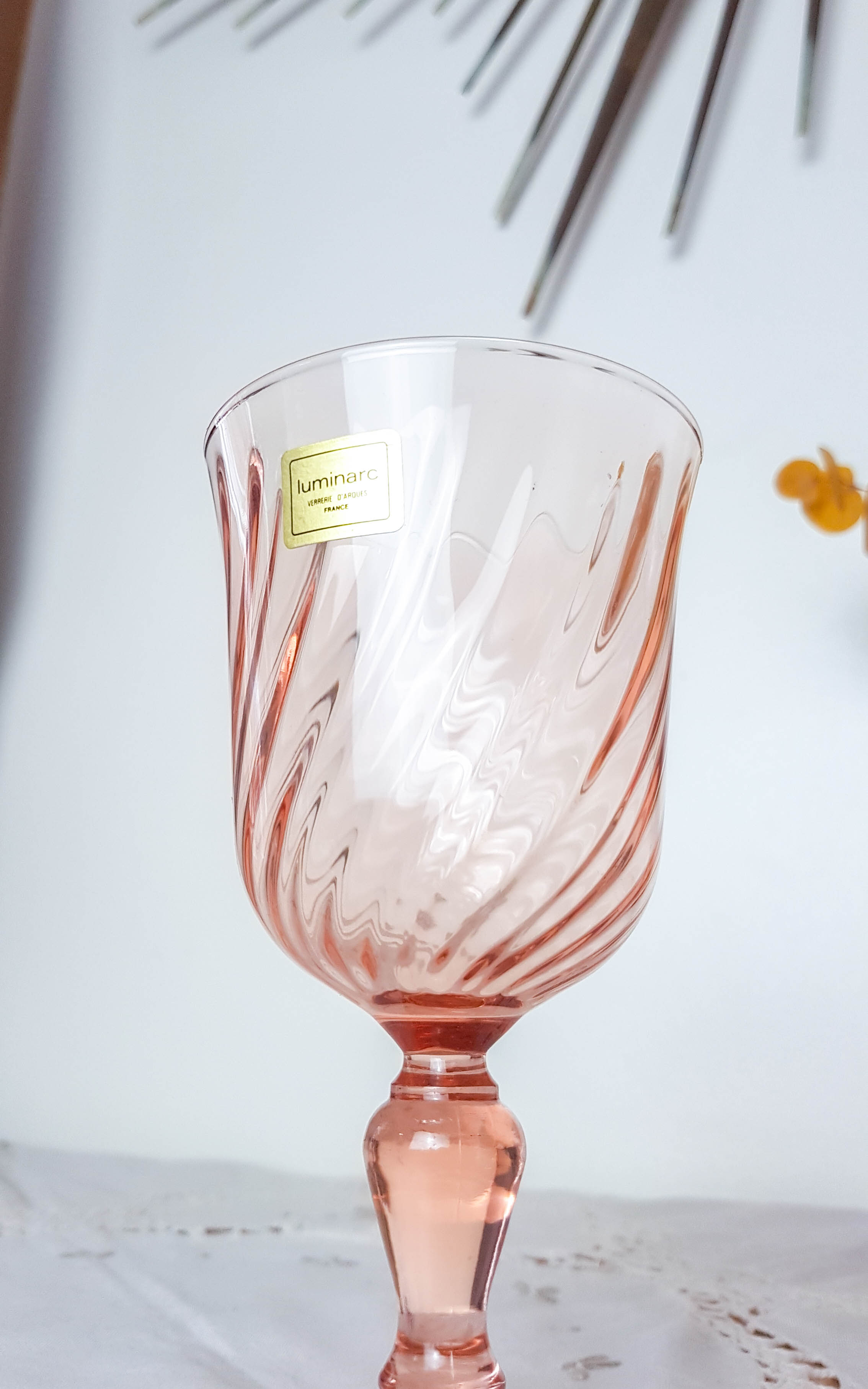 set of 6 red wine glasses pink rosaline luminarc arcoroc 14.5cm vintage