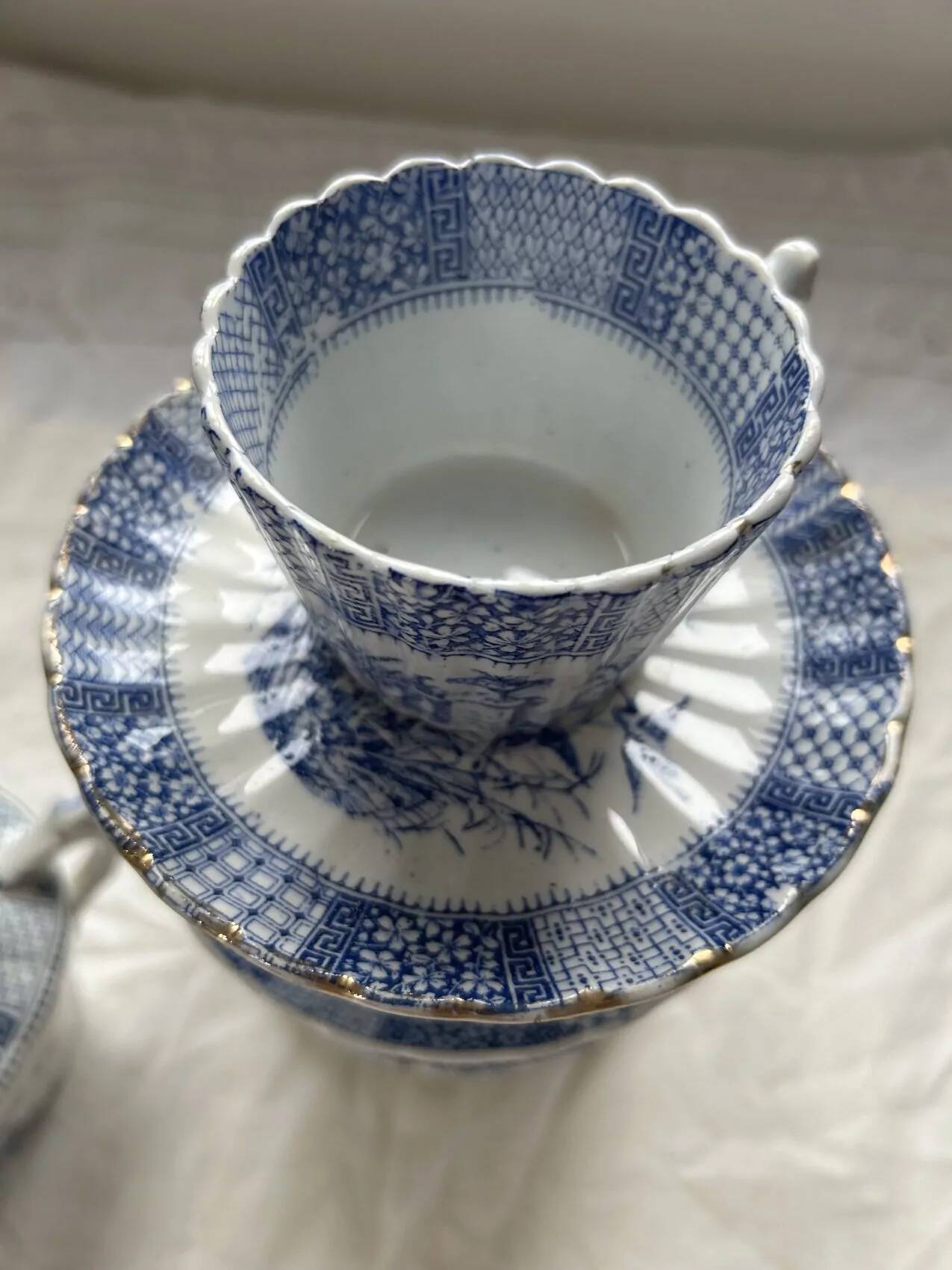 Antique tea service KG Lunéville late 19th century – Antique decoration – French earthenware