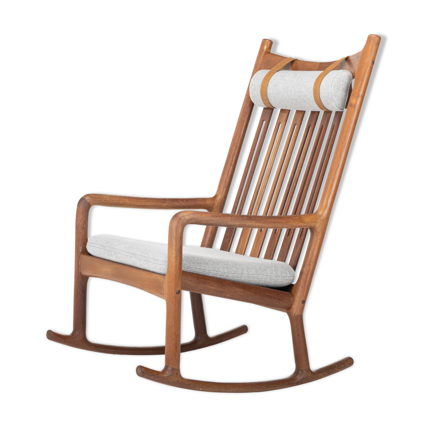 Rocking chair by Hans Olsen for Juul Kristensen in grey felt
