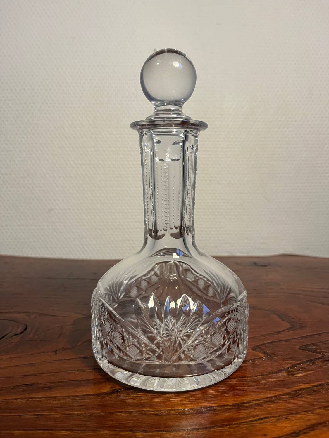 Baccarat-style cut crystal glass carafe