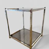 70s chrome and glass side table