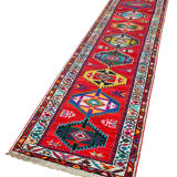 Handwoven Decorative Anatolian Red Runner Carpet 84 cm x 382 cm