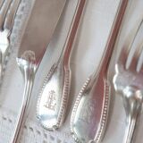 Fish cutlery for 6 Christofle Godrons initials E. L. circa 1910-20