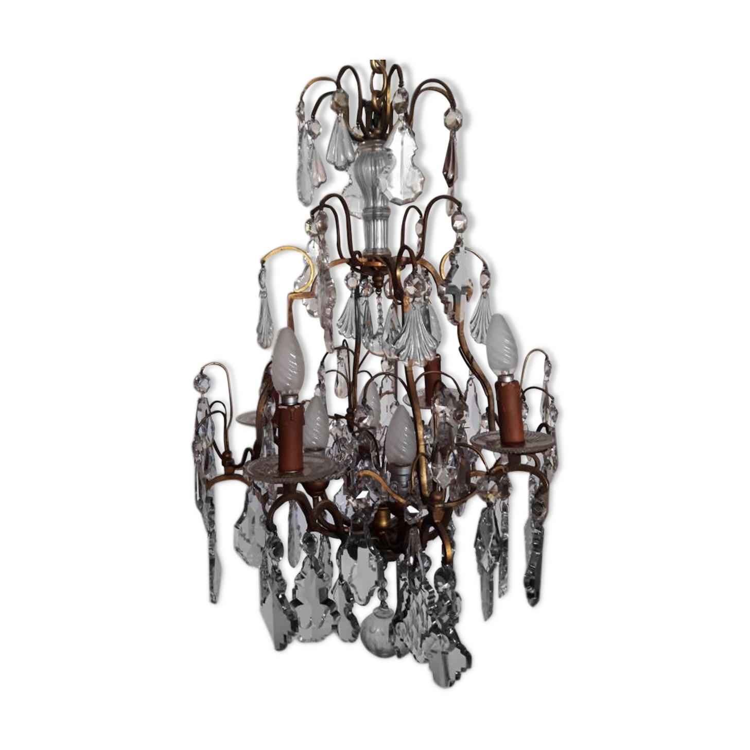 Louis XV-style bronze cage and crystal Baccarat chandelier