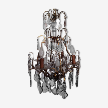 Louis XV-style bronze cage and crystal Baccarat chandelier