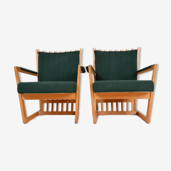 Pair of armchairs and side table designed by Albert Haberer in the 1950s,