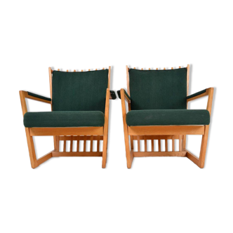 Pair of armchairs and side table designed by Albert Haberer in the 1950s,