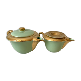 Duo de théière et pot à lait vert sauge années 50