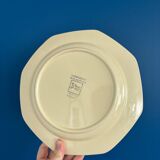 Set of 8 Longchamp France Octagonal Plates - Blue Lotus Flower Pattern