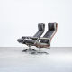 70s leather lounge fauteuil swivel chair set/2