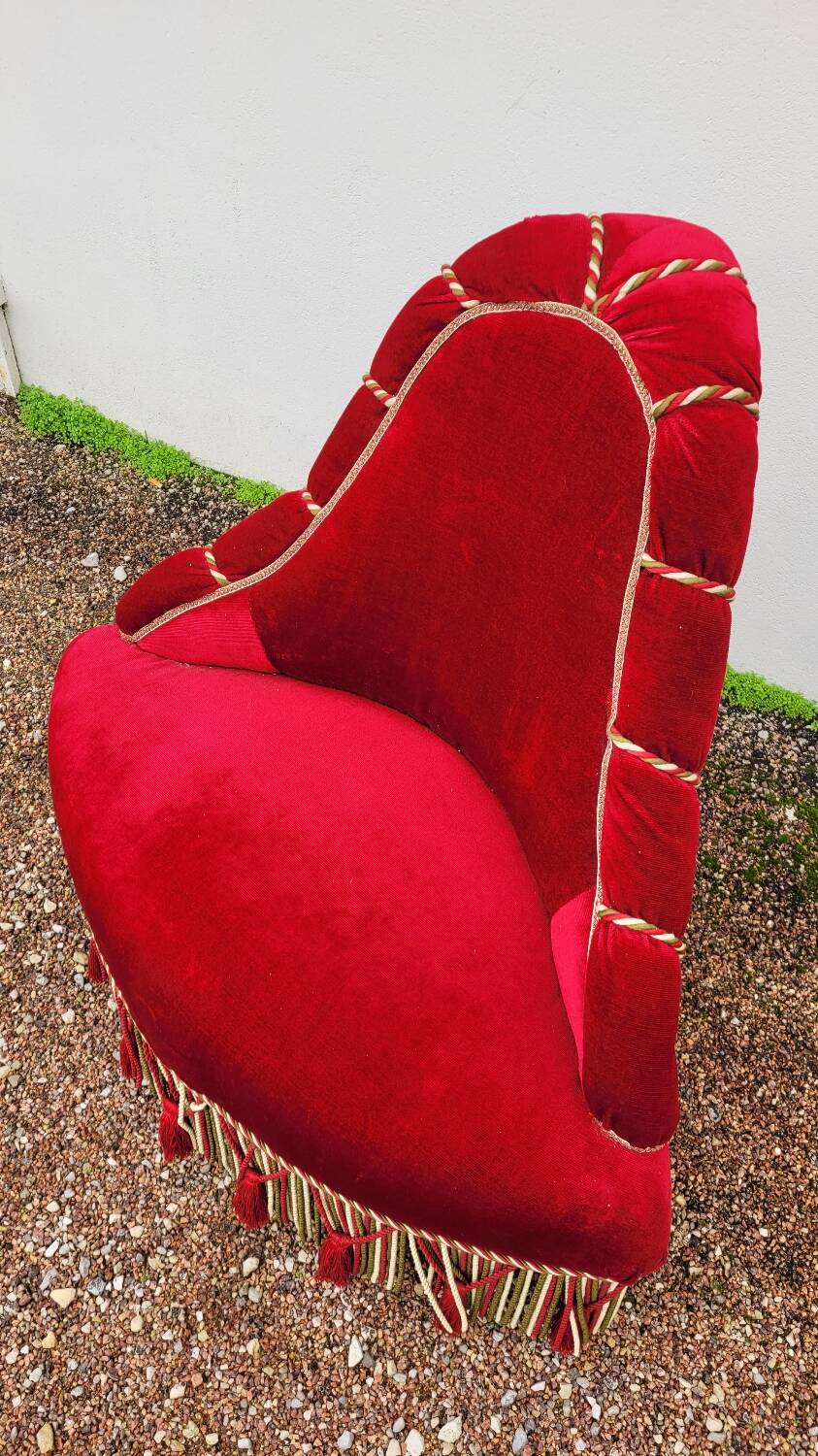 Velvet corner toad armchair, Napoleon III period