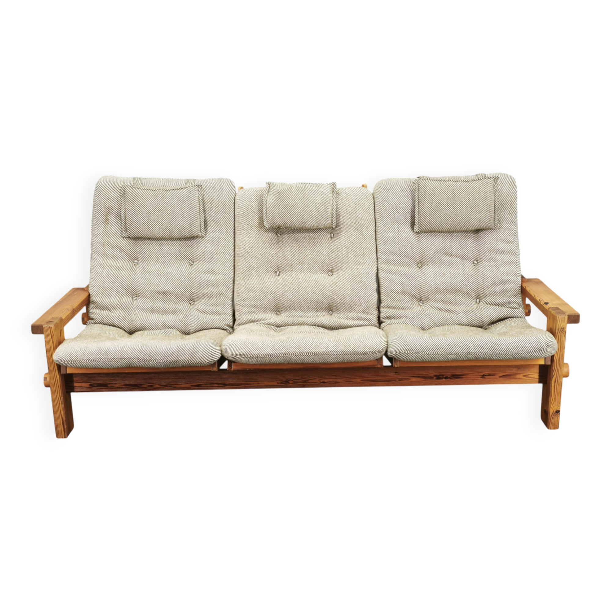 Yngve Ekström Dymling Three-Seater Pine Sofa for Swedese, 1970s