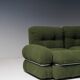 Vintage olive green modular sofa, Italy, 1970s