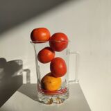 Vintage Italian orangeade pitcher made of red striped glass