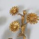 Series of 3 flower appliques "sunflowers" in 70s gold metal