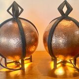 Pair of art deco lamps in brassware
