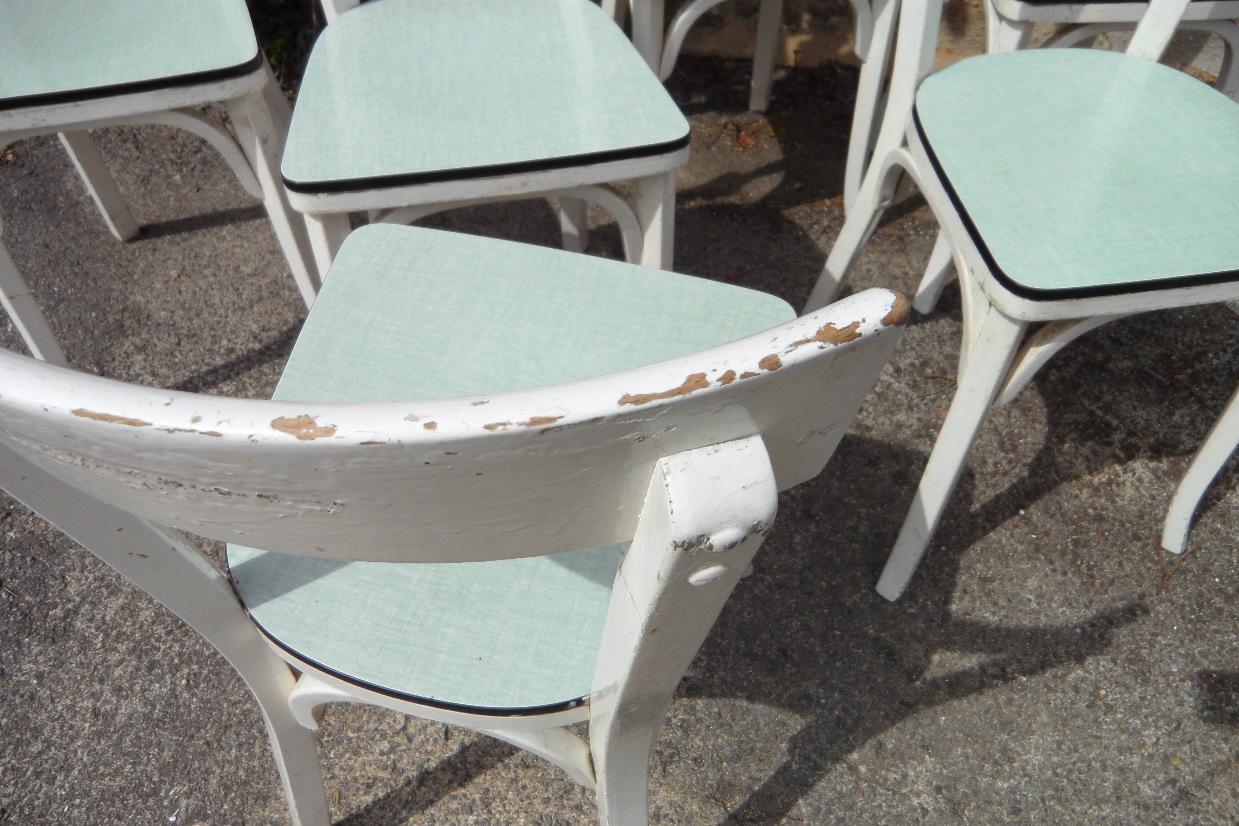 Series of 6 white Baumann Bistro