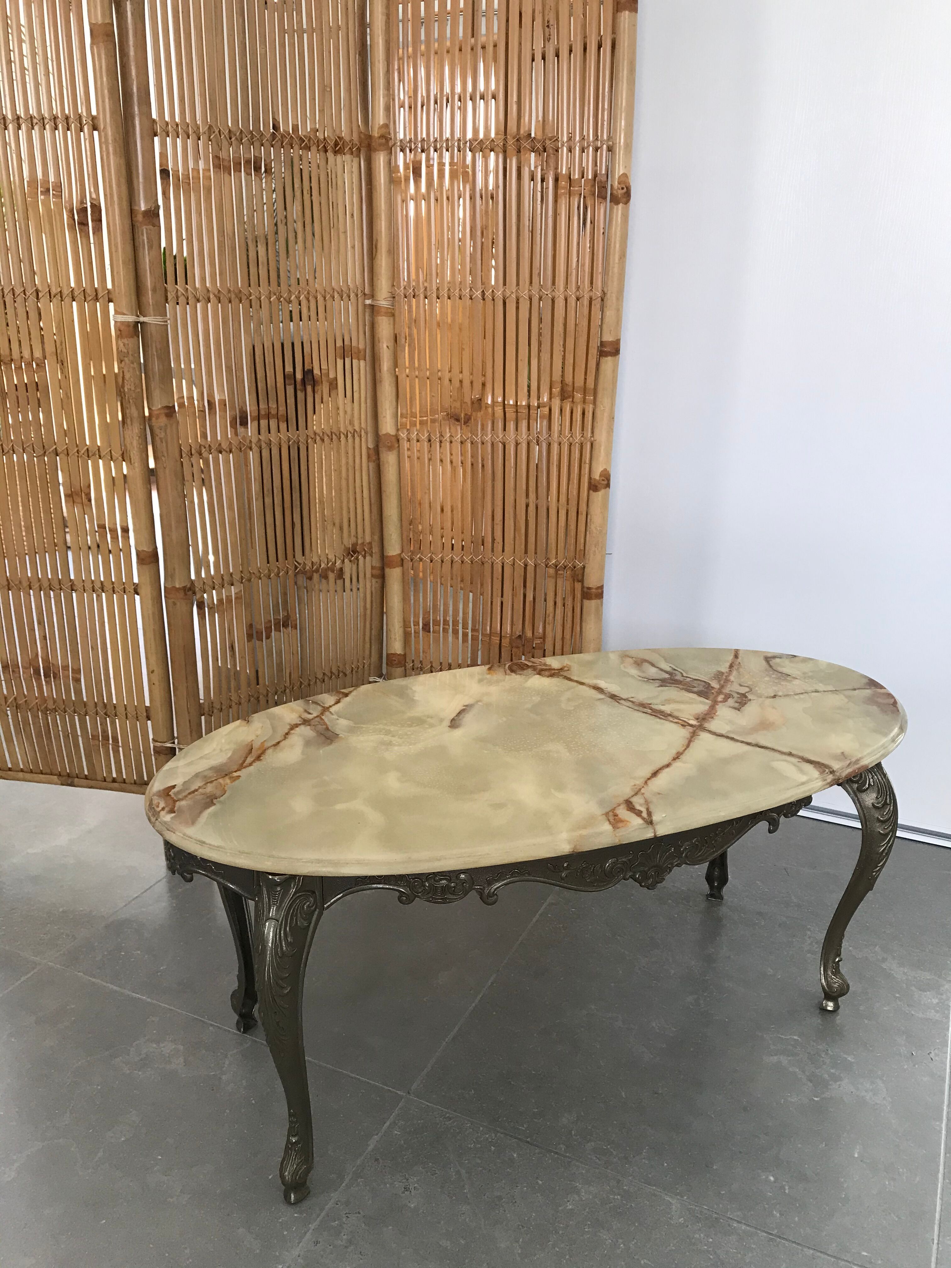 Bronze and onyx coffee table