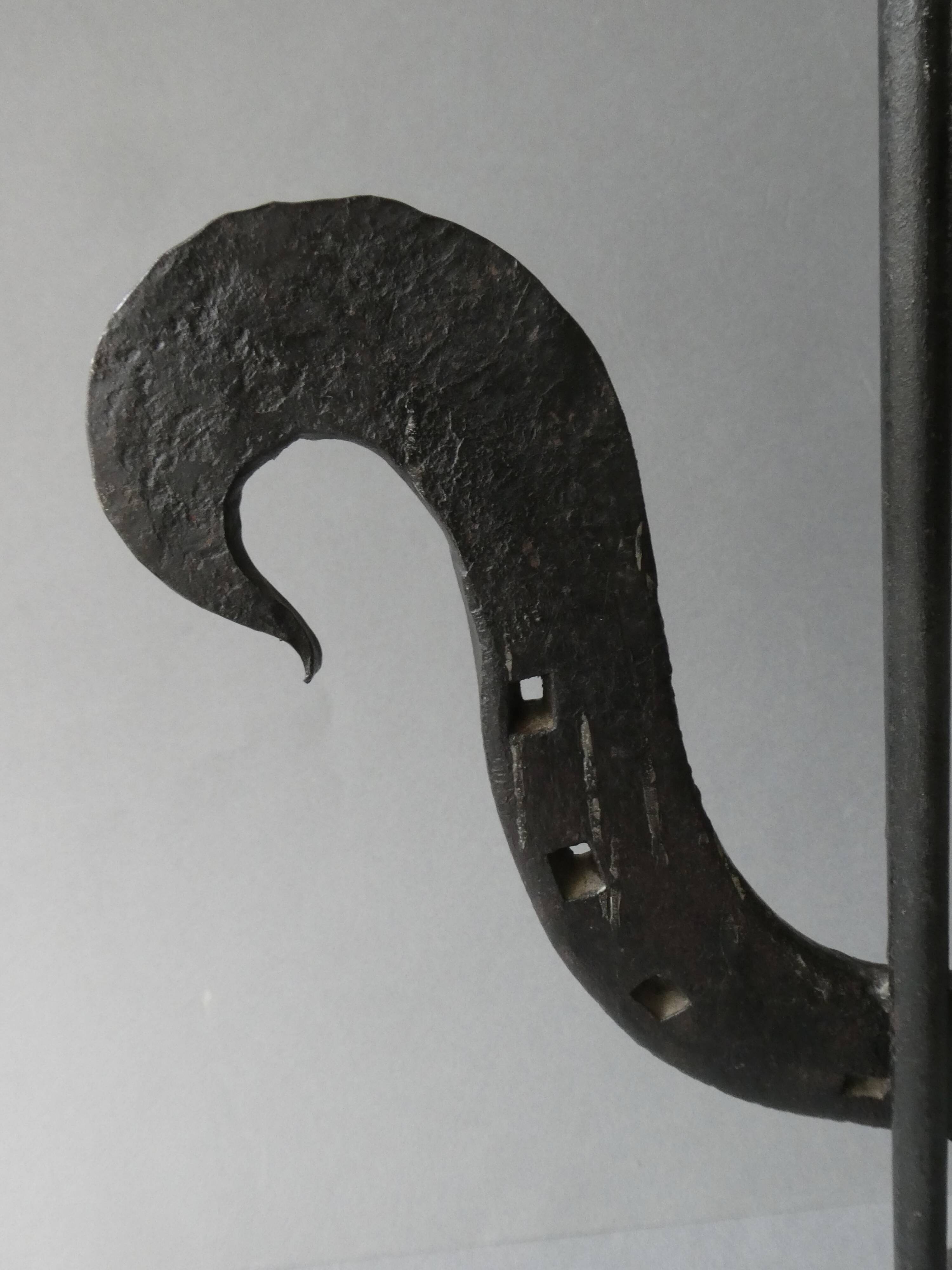 Rooster candle holder in wrought iron, brutalist