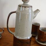 Vintage enameled stoneware coffee service made in Japan 60s