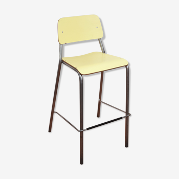 Chaise vintage haute jaune formica