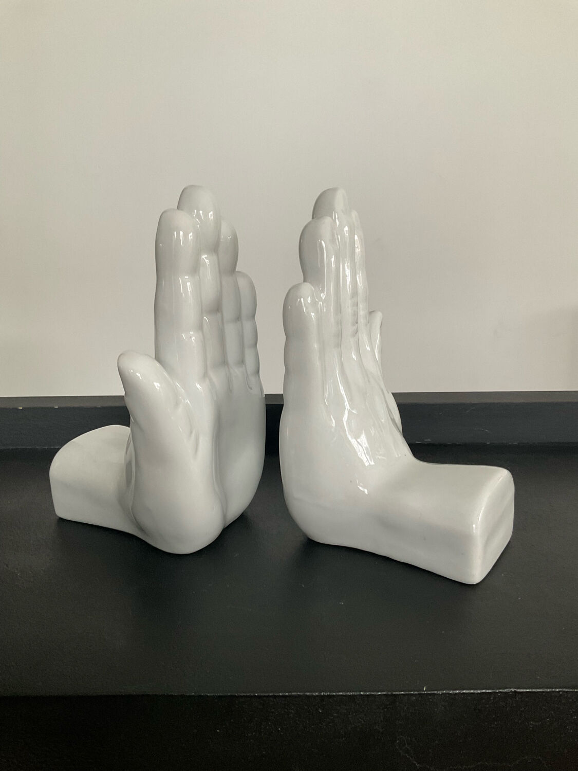 Pair of ceramic hand bookends