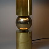Italian Late 1960s Brass Table Lamp with Ivory Colored Shade